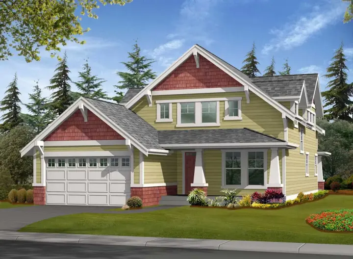 Craftsman house plans 88-274 - front exterior, 2,377 sq ft, 3 bed, 2 bath house plans | Monster House Plans