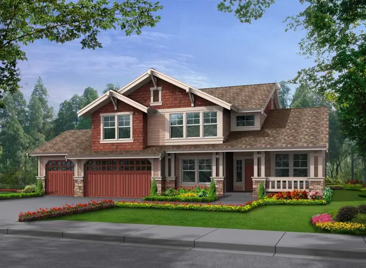Craftsman house plans 88-282 - front exterior, 2,400 sq ft, 3 bed, 2 bath house plans | Monster House Plans