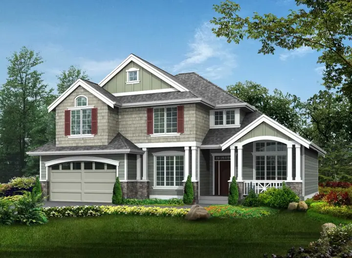 Shingle house plans 88-283 - front exterior, 2,420 sq ft, 3 bed, 2 bath house plans | Monster House Plans