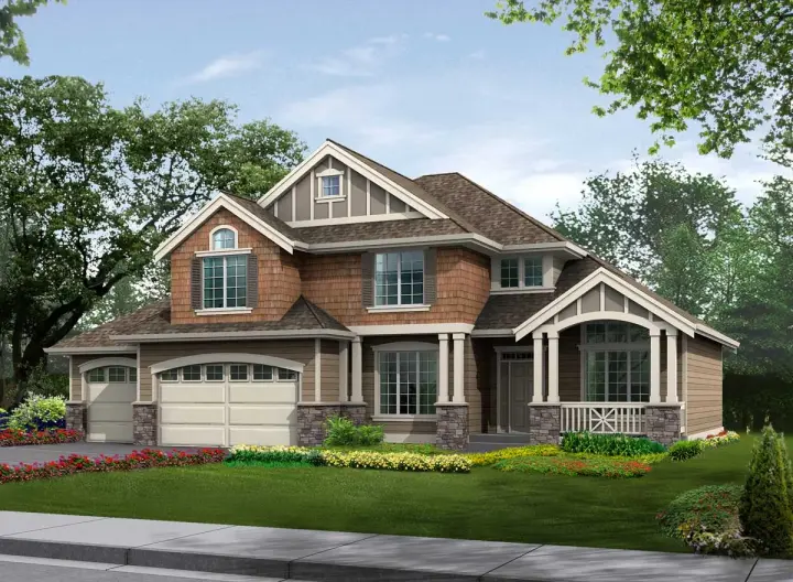 Craftsman house plans 88-285 - front exterior, 2,420 sq ft, 3 bed, 2 bath house plans | Monster House Plans