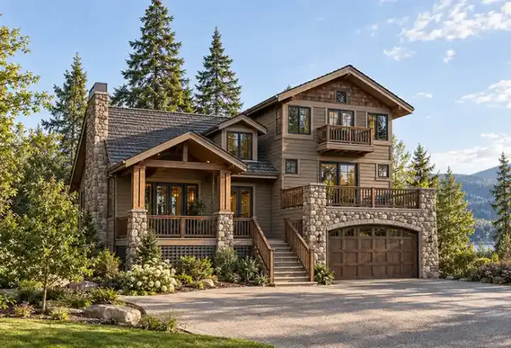 Northwest house plans 88-289 - front exterior, 2,417 sq ft, 2 bed, 3 bath house plans | Monster House Plans