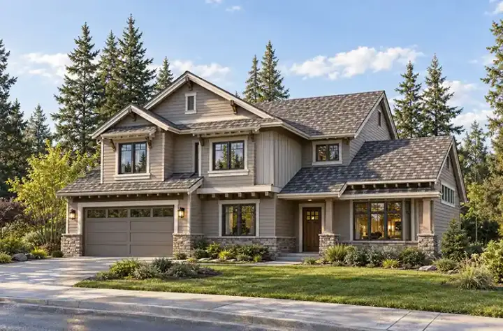 Northwest house plans 88-295 - front exterior, 2,465 sq ft, 3 bed, 2 bath house plans | Monster House Plans