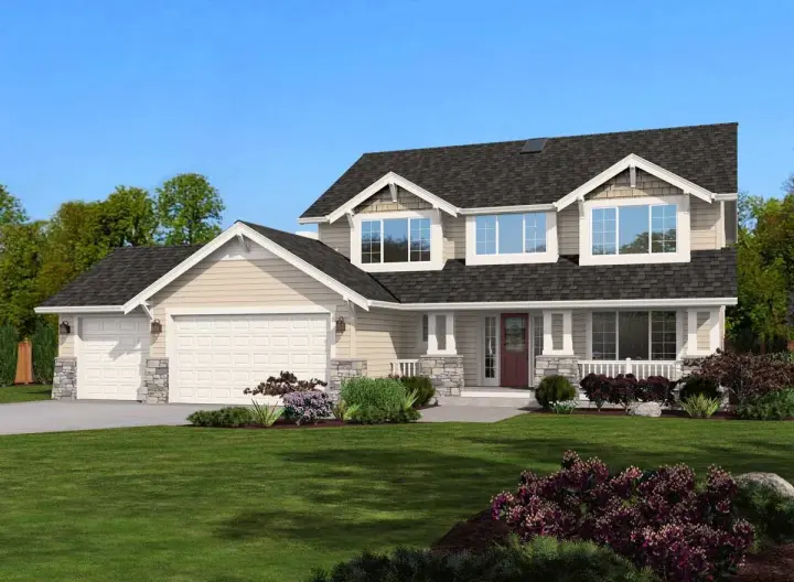 Craftsman house plans 88-298 - front exterior, 2,456 sq ft, 4 bed, 2 bath house plans | Monster House Plans