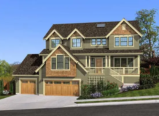 Craftsman house plans 88-302 - front exterior, 2,475 sq ft, 4 bed, 2 bath house plans | Monster House Plans