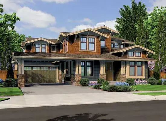 Craftsman house plans 88-304 - front exterior, 2,483 sq ft, 4 bed, 3 bath house plans | Monster House Plans