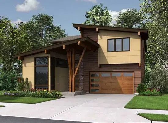 Modern house plans 88-311 - front exterior, 2,495 sq ft, 3 bed, 2 bath house plans | Monster House Plans