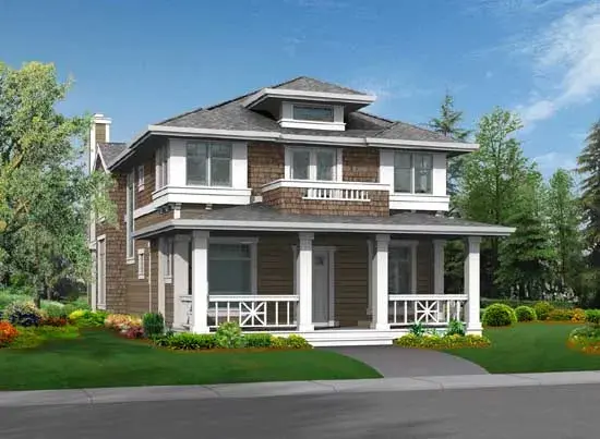 Shingle house plans 88-315 - front exterior, 2,505 sq ft, 3 bed, 2 bath house plans | Monster House Plans