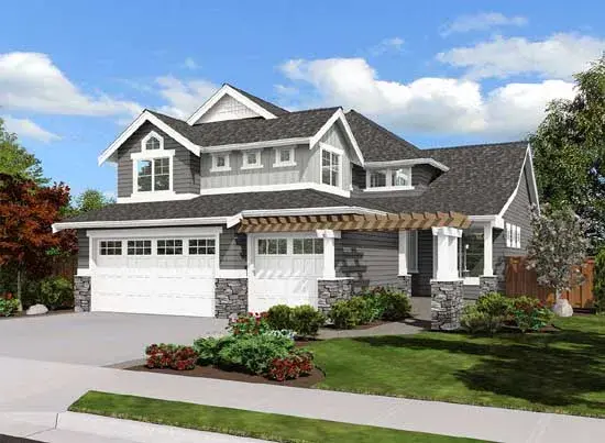 Craftsman house plans 88-320 - front exterior, 2,510 sq ft, 5 bed, 3 bath house plans | Monster House Plans
