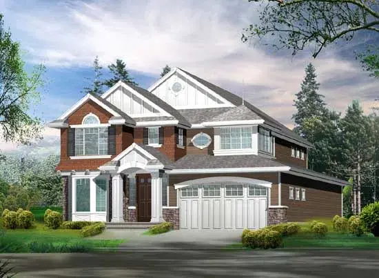 Shingle house plans 88-322 - front exterior, 3,215 sq ft, 4 bed, 3 bath house plans | Monster House Plans