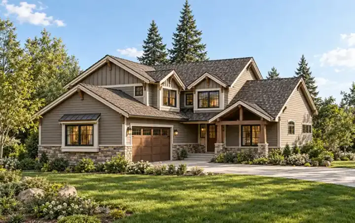 Craftsman house plans 88-327 - front exterior, 2,522 sq ft, 3 bed, 3 bath house plans | Monster House Plans