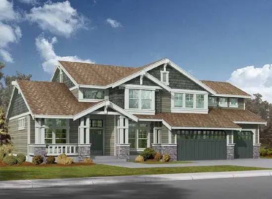 Craftsman house plans 88-332 - front exterior, 3,928 sq ft, 4 bed, 3 bath house plans | Monster House Plans