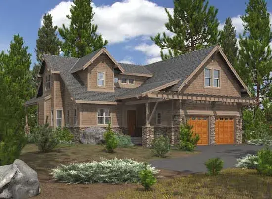 Shingle house plans 88-336 - front exterior, 2,544 sq ft, 3 bed, 3 bath house plans | Monster House Plans
