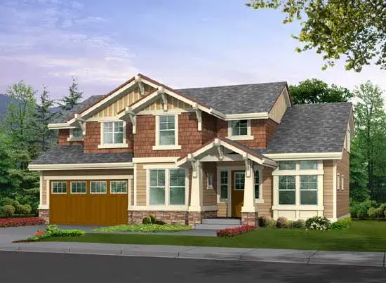 Craftsman house plans 88-344 - front exterior, 2,634 sq ft, 3 bed, 2 bath house plans | Monster House Plans