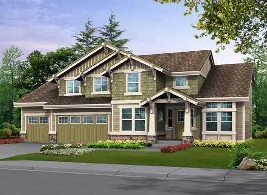 Craftsman house plans 88-349 - front exterior, 2,893 sq ft, 3 bed, 2 bath house plans | Monster House Plans
