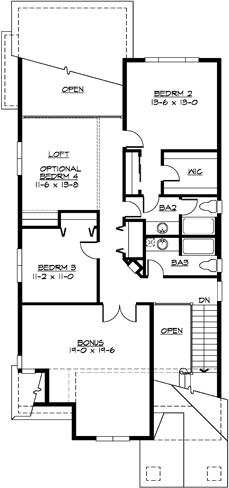Upper/Second Floor Plan: 88-352