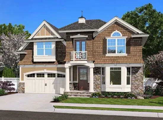Shingle house plans 88-362 - front exterior, 3,043 sq ft, 4 bed, 2 bath house plans | Monster House Plans