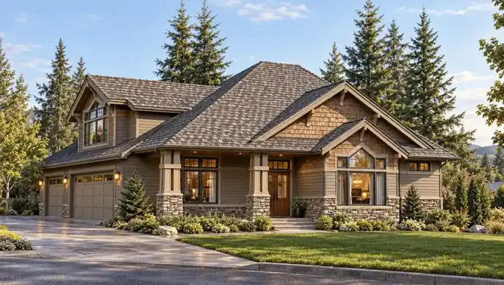 Northwest house plans 88-367 - front exterior, 2,605 sq ft, 3 bed, 2 bath house plans | Monster House Plans