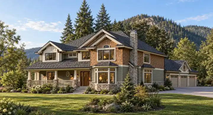 Shingle house plans 88-371 - front exterior, 2,630 sq ft, 3 bed, 2 bath house plans | Monster House Plans