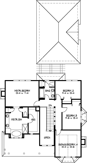 Upper/Second Floor Plan: 88-371