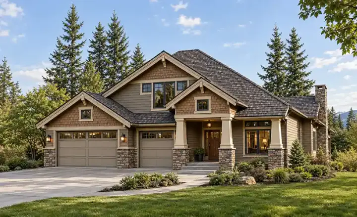 Craftsman house plans 88-404 - front exterior, 2,750 sq ft, 3 bed, 2 bath house plans | Monster House Plans