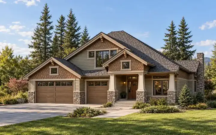 Craftsman house plans 88-405 - front exterior, 4,250 sq ft, 5 bed, 3 bath house plans | Monster House Plans
