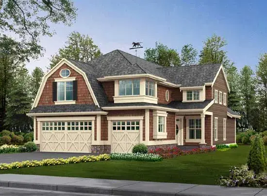 Shingle house plans 88-411 - front exterior, 3,100 sq ft, 4 bed, 2 bath house plans | Monster House Plans