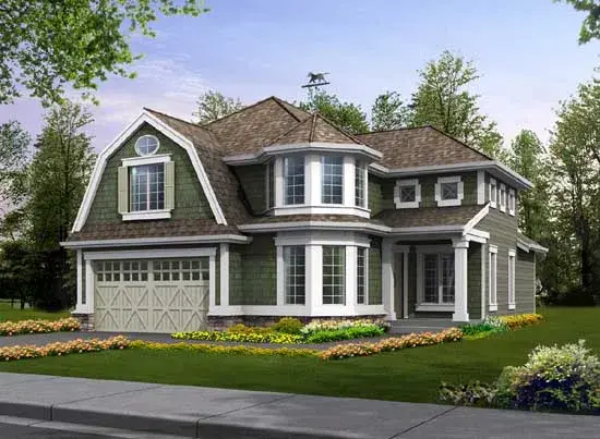 Shingle house plans 88-413 - front exterior, 3,181 sq ft, 3 bed, 2 bath house plans | Monster House Plans