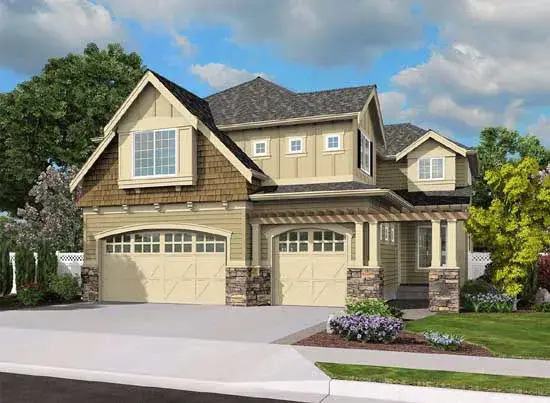 Shingle house plans 88-415 - front exterior, 2,805 sq ft, 4 bed, 2 bath house plans | Monster House Plans