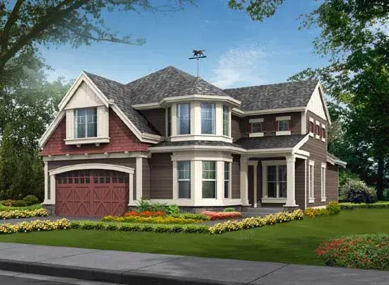 Shingle house plans 88-420 - front exterior, 3,218 sq ft, 3 bed, 2 bath house plans | Monster House Plans