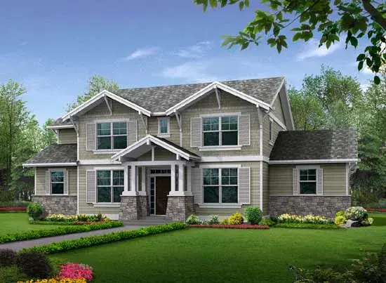 Craftsman house plans 88-421 - front exterior, 2,784 sq ft, 4 bed, 3 bath house plans | Monster House Plans