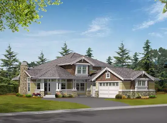 Craftsman house plans 88-422 - front exterior, 2,785 sq ft, 3 bed, 2 bath house plans | Monster House Plans
