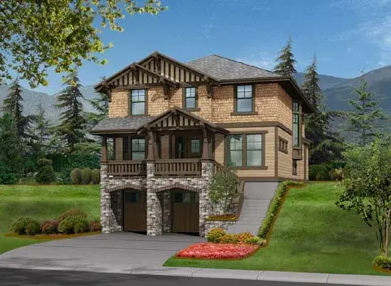 Shingle house plans 88-426 - front exterior, 2,795 sq ft, 3 bed, 2 bath house plans | Monster House Plans