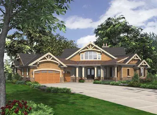 Cottage house plans 88-435 - front exterior, 4,735 sq ft, 5 bed, 5 bath house plans | Monster House Plans