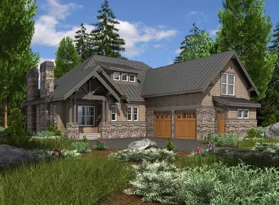 Craftsman house plans 88-436 - front exterior, 2,822 sq ft, 4 bed, 4 bath house plans | Monster House Plans