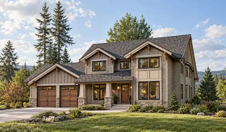Craftsman house plans 88-462 - front exterior, 3,693 sq ft, 5 bed, 3 bath house plans | Monster House Plans