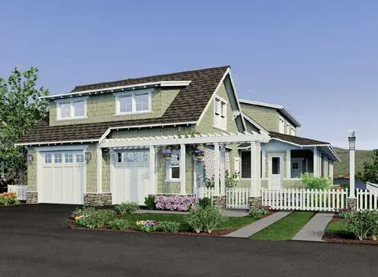 Bungalow house plans 88-464 - front exterior, 2,900 sq ft, 4 bed, 4 bath house plans | Monster House Plans