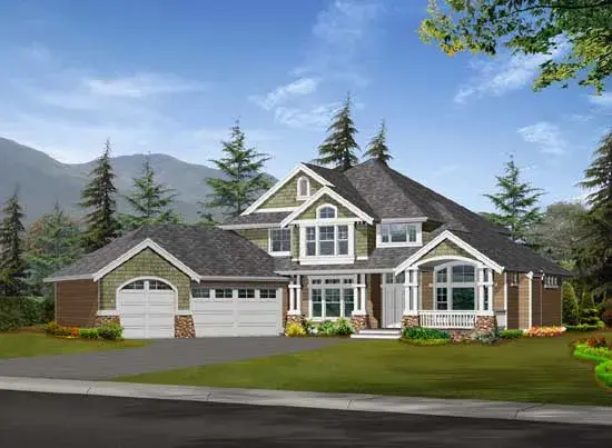 Craftsman house plans 88-470 - front exterior, 4,125 sq ft, 4 bed, 4 bath house plans | Monster House Plans