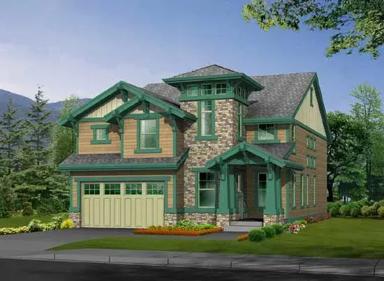 Craftsman house plans 88-482 - front exterior, 2,965 sq ft, 4 bed, 2 bath house plans | Monster House Plans