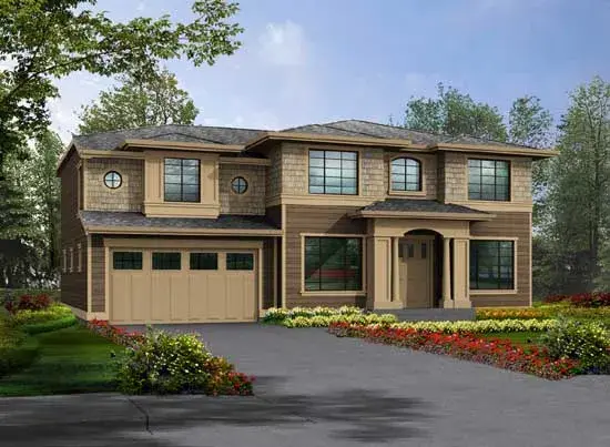 Shingle house plans 88-497 - front exterior, 2,970 sq ft, 4 bed, 2 bath house plans | Monster House Plans