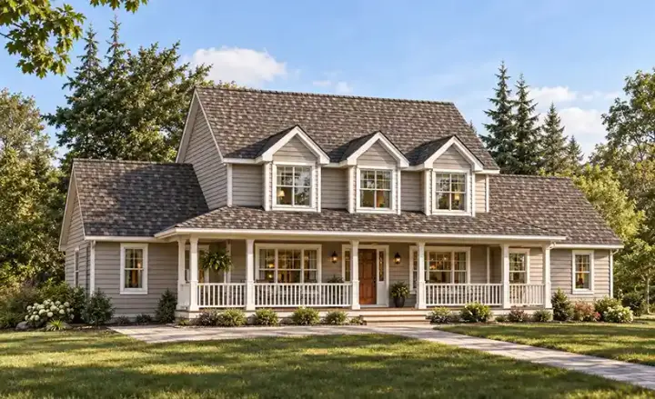 Farmhouse house plans 88-502 - front exterior, 3,607 sq ft, 4 bed, 2 bath house plans | Monster House Plans