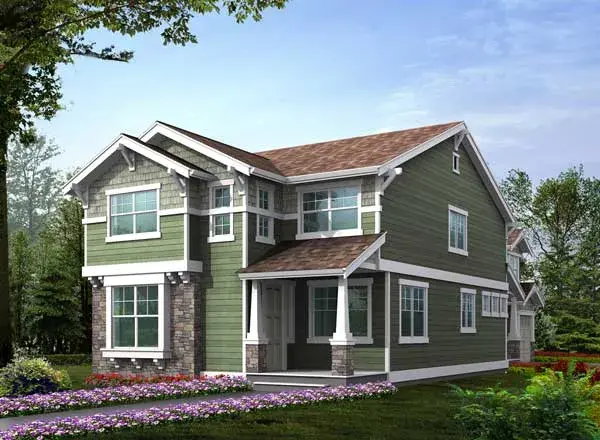 Craftsman house plans 88-505 - front exterior, 3,012 sq ft, 4 bed, 2 bath house plans | Monster House Plans