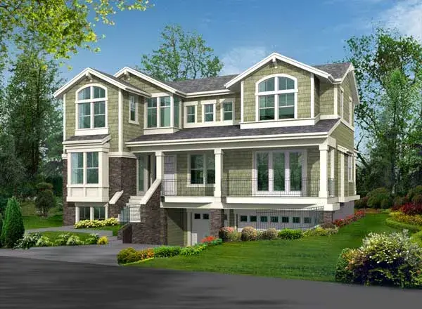 Shingle house plans 88-517 - front exterior, 3,026 sq ft, 4 bed, 3 bath house plans | Monster House Plans