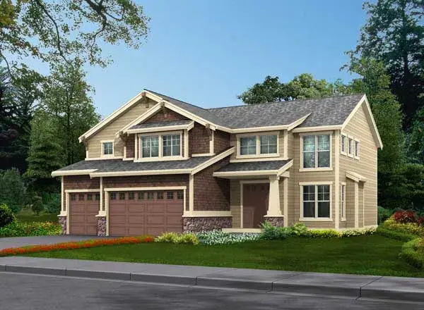 Craftsman house plans 88-525 - front exterior, 3,049 sq ft, 4 bed, 2 bath house plans | Monster House Plans