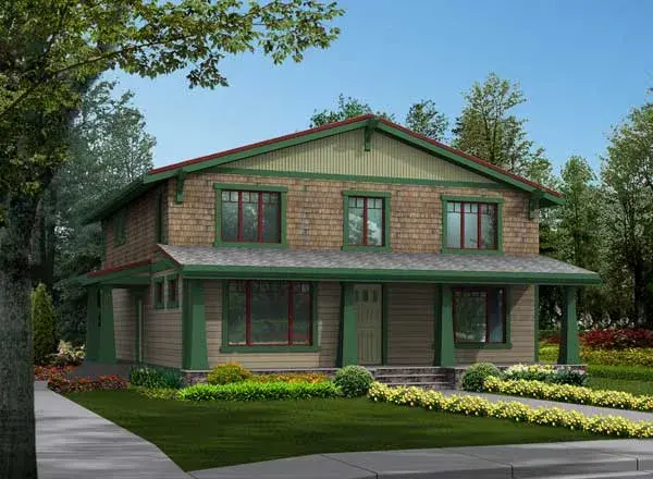 Shingle house plans 88-547 - front exterior, 3,430 sq ft, 3 bed, 2 bath house plans | Monster House Plans
