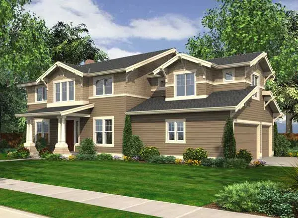 Craftsman house plans 88-551 - front exterior, 3,180 sq ft, 4 bed, 2 bath house plans | Monster House Plans