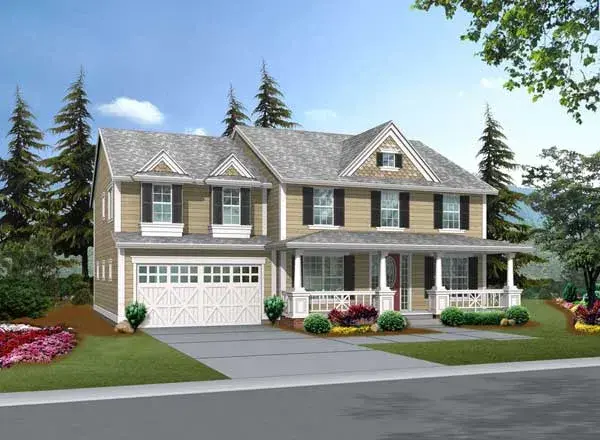 Farmhouse house plans 88-626 - front exterior, 3,380 sq ft, 4 bed, 2 bath house plans | Monster House Plans
