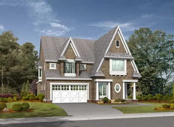 Shingle house plans 88-641 - front exterior, 3,550 sq ft, 4 bed, 3 bath house plans | Monster House Plans