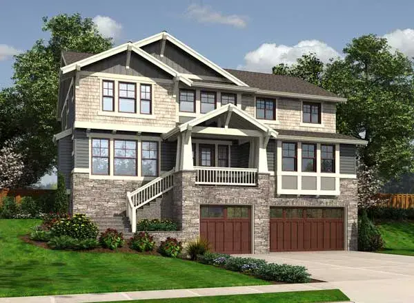 Craftsman house plans 88-643 - front exterior, 3,480 sq ft, 4 bed, 4 bath house plans | Monster House Plans