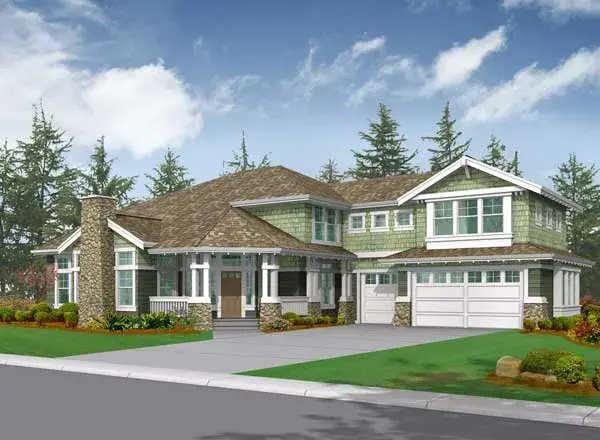 Craftsman house plans 88-648 - front exterior, 3,510 sq ft, 4 bed, 2 bath house plans | Monster House Plans