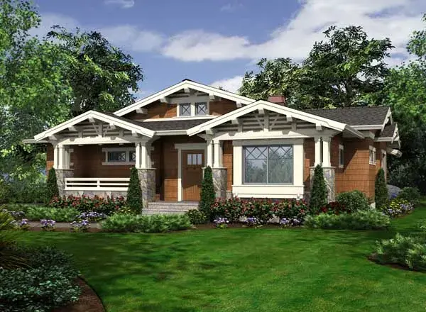 Craftsman house plans 88-903 - front exterior, 2,752 sq ft, 2 bed, 2 bath house plans | Monster House Plans